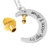 IJD9497 Inciso TI AMO Ciondolo con urna a cuore piccolo e luna insieme Collana con urna per cremazione in acciaio inossidabile per ceneri224G