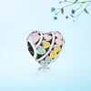 925 Sterling Silver Colorful Love Heart Charm med Original Box Diy Jewelry Accessories for Pandora Bangle Armband Making Beads Charms