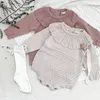 Rompers Baby Girls Autumn Born Sticked Ruffle Long Sleeve Born kläder Spädbarn Jumpsuits Girl Totalt 220919