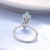 Solitaire Ring 3.0carat 7X14mm Light Blue Marquise Brilliant Cut Halo Engagement 14K White Gold Fine Diamond 220916