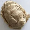 Brasilianisches Echthaar-Ersatz, blonde Farbe, 60#, Weiß, Platin, 8 x 10, Schweizer Spitze, Vollspitze-Toupet für Männer