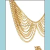 Chokers European Simple Style Gold Plated Metal Chain Tassel Collar Double Necklace Womens Dress Fine Jewelry C3 Drop Delivery 2021 N Dhgk7