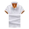 Polos pour hommes Été Mâle et américain T-shirt à double col en pur coton décontracté