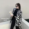 Women's Suits Zebra Pattern Woolen Coats Women's Clothing Spring Autumn Jackets Korean Loose Outerwear 2022 Long Blazers Suit Fp400