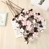 Decorative Flowers Artificial Art 6 Blooms Of Dried Cotton Branch With Pine Cones Natural Creative Home Garden Living Room Party Decoration