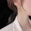 Metall Zirkon Splice Geometrische Perle Gold Farbe Stud Ohrringe Party Mädchen Neue Einfache Zubehör Für Frauen Mode Schmuck