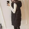 Gilet da donna Gilet con cappuccio Gilet da donna Gilet taglie forti Cappotto lungo nero senza maniche casual Capispalla invernale femminile