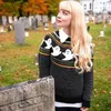 Kobiety swetry wzór duchów dzianiny sweter mody mody zimowy ciepły długi rękaw luźne wygodne wygoda czarna dziewczyna top Halloween bluza 220916