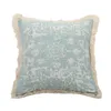 Pillow Lace Vintage Cover 45x45cm/30x50cm Retro Green Cotton Linen With Tassles For Home Decoration Living Room