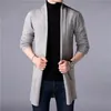 Mens Sweaters Coats Fashion Autumn Slim Long Solid Color Knitted Jacket Casual Cardigans 3XL 220919