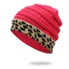 ケチなブリム帽子ホット販売ヒョウ柄のプリントフランジングウールハット女性暖かい冬の耳の保護ニット220919