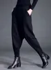 Женские брюки Capris eam Spring Fashion Black High Elastic Pockets Patchwork Casual Woman Полная длина штаны гарем SA155 220916