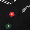 Men's Jackets Hip Hop Baseball Bomber Jacket Streetwear Vintage Embroidered Flower Letter Varsity Jacket Coats 2022 Mens Autumn Jackets Green T220914