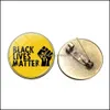 Broches Broches Je ne peux pas respirer Black Lives Matter Protest Time Gem Badge Broches Bouton Manteau Veste Collier Broche Bijoux Drop Deli Dhgbd