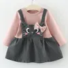 女の赤ちゃんの冬の服コットン猫の弓の弓の赤ちゃんドレス秋のかわいい新生児幼児服ベーベスコスチュームクリスマスMX1904412992