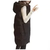 Women's Vests Hoodie Waistcoat Vest Womens Plus Size Gilet Casual Sleeveless Black Long Jacket Coat Female Winter Outwear