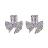 Stud￶rh￤ngen 2022 Brand Crystal Bowknot f￶r kvinnor Charms smycken Rhinestone Statement Earring Bridal BRINCOS Wedding Bijoux