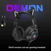 헤드셋 유선 헤드셋 고양이 귀 게임 헬멧 헤드폰 케이블 및 마이크 LED 조명 PC 노트북/ PS4/ Xbox One 컨트롤러 T220916