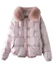 Women's Down Parkas Lagabogy Real Fur Collar Winter Women 90%White Duck Jacka Ladies Short Warm Puffer Coat Kvinna Löst vintage Parka 220916