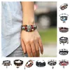 Bracciale da uomo regolabile personalizzato con ciondolo a forma di nota musicale punk vintage della Boemia, corda multistrato, perline multicolori, in pelle multistrato