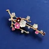 Brooches Romantic Plum Blossom For Women Gold Enamel Flower Golden Ally Bouquet Brooch Pin Jewelry Gift Colorful Crystal