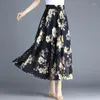 Rokken 2022 Zomer vrouw Chiffon Lange rok mode 8 kleuren bloemen bohemia strandstijl vakantie dans vrouwelijk elegante paraplu