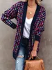 Damesbreien Tees Boheemian Plaid Cardigans vrouwen vintage lange jas vrouwelijk jas gebreide winter slanke trui vest zakken 220916