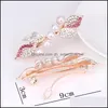 H￥rklipp Barrettes Rhinestone Imitation Pearl Hair Clips Bow Leaves Flowers Spring Barrettes Women Lady Hairpin Headwear Charm Jew Dhsps