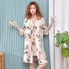 Mulheres para dormir da primavera Mulheres Sexy Lace Cotton Robe Amp; Conjunto de vestido de vestido floral Robo de banheira de duas peças Casamento de dama de honra