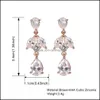 Stud Clear Cubic Zircon Water Drop Earrings For Women Flower Shaped Bridal Wedding Earring Dangle Ear Party Delivery 2021 Jewelry Cars Dhoar