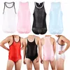 Podwodne seksowne mężczyźni Body Bodysitus bez rękawów Undershirt Vest Sport Male Bodywear One-miejscu Jumpsuits Leotard Wrestling Singlet Biesty bielizny