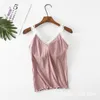 Camisoles Tanks Summer's V-NeckCamisole Thin Style Lace with Chest Pad Halter Base Sling