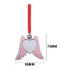 2022 Metal Heat Transfer Angel Wings Christmas Decoration Blank Red String Heart Shaped Pendant Gift