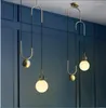 Pendant Lamps American Post Modern Electroplating Bronze Stretchable Glass Pellet Chandelier Bedroom Machine Head Living Room Coffee Shop