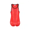 Undershirts Sexy Men Bodysuits Sleeveless Undershirt Vest Sport Male Bodywear One-Piece Jumpsuits Leotard Wrestling Singlet Briefs Underwear