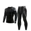 Men's Tracksuits Fitness Thermal Underwear Compression T-shirt Tights Cold Winter Running Sportswear Quality Suit