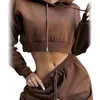 Women's Two Piece Pants Sexy Women Tracksuit Zipper Casual Loose Solid Color Short Hoodies Sweatshirts Pullovers Jogging Set