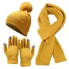 Berets 3pcs Men Women Unisex Scarf Hat Gloves Set Winter Warm Knitted Adult Windproof Cycling Skiing Knit Sets