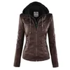 Kvinnors l￤der faux jacka Kvinnor BASIC COAT KVINNA Vintermotorcykel Suede Pu Zipper Hoodies Ytterkl￤der 220916