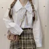Blouses voor dames houhzou kawaii witte shirts vrouwen herfst lange mouw Japan schattige preppy stijl studenten casual zacht meisje vintage jk blouse