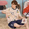 Men's Sleepwear O-neck Cotton T-shirts With Short Sleeve Pajamas Set Men Casual Plus Size Homewear Funny Cartoon Anime Male Summer