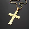 Mode grande croix pendentif collier pour hommes femmes cadeau Crucifix couleur or acier inoxydable chrétien bijoux religieux