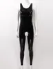 Womens Lingerie One-piece Catsuit Costumi Wet Look Tuta in pelle verniciata U Neck senza maniche Crotchless sexy Body Pagliaccetto Tuta