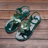 Сандалии женщин белый размер 9 1/2 Летняя хрустальная весна и женские моды Flops Shoes Flat Bownot Flip