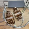 22ss new fashion leopard fur slippers unisex Furry Faux-Shearling Slides sandals with box and dust bag