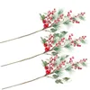 Dekorativa blommor bröllop hemväxt stjälkar dekoration röd bär falsk gren juldekor konstgjord tall
