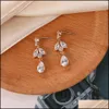 Stud Clear Cubic Zircon Water Drop Earrings For Women Flower Shaped Bridal Wedding Earring Dangle Ear Party Delivery 2021 Jewelry Cars Dhoar