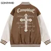 Hommes Vestes Hommes Baseball Veste Streetwear Vintage Brodé Lettre BomberJacket 2022 Hip Hop Rétro Casual Lâche Patchwork Collège Manteau T220914