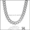Łańcuchy mrożone w Miami Cuban Link łańcuch męski złote łańcuch Naszyjka Bransoletka moda biżuteria Hip Hop biżuterii 9mm 1151 B3 Drop dostawa 2021 Neck DHA0F