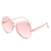 Lunettes de soleil rondes femmes luxe rose Punk esthétique lentilles rétro Y2k surdimensionné métal mode été sombre fête soleil protection